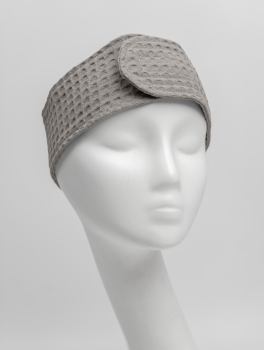 Косметическая повязка на голову с липучкой вафельная, серая