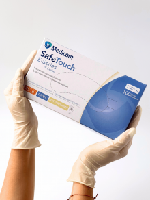 Перчатки латексные без пудры (размер XS) 5,5г/м² MEDICOM, 100шт