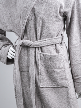 Халат махровый для гостиниц и спа, серый (плотность 400 г/м²), размер М (44-46), Украина
