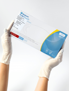 Перчатки нитриловые (размер S) белые 4г Medicom, 100 шт/уп