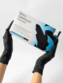 Перчатки нитриловые (размер S) черные 5г Medicom, 100 шт