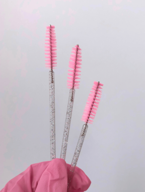 Щеточка нейлоновая для ресниц и бровей, розовая (50 шт/уп)