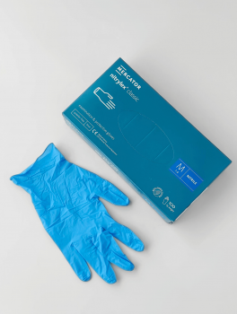 Перчатки нитриловые (размер M) голубые 3,5 г Nitrylex CLASSIC, 100шт/уп