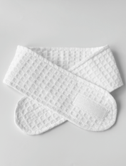 Косметична пов'язка на голову з липучкою вафельна, біла