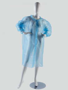 Халат одноразовий з манжетом на липучці (5 шт/уп), блакитний