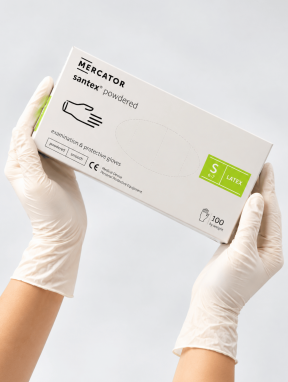 Перчатки латексные с пудрой (размер S) SANTEX Mercator Medical, 100 шт