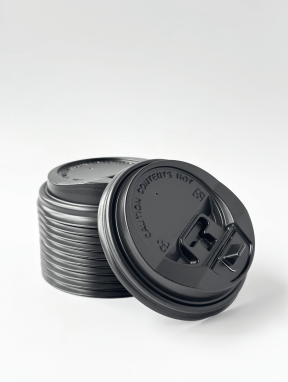 Крышки черные с клапаном ST=80 мм для бумажных стаканов 340 мл (50 шт/уп)