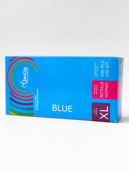 Рукавички нітрилові (розмір XL) блакитні 4г SanGig, 100 шт