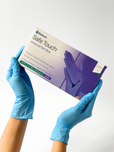 Перчатки нитриловые (размер L) голубые 3,5г Medicom, 100 шт