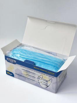 Маски одноразовые медицинские Тета, голубые (50 шт)