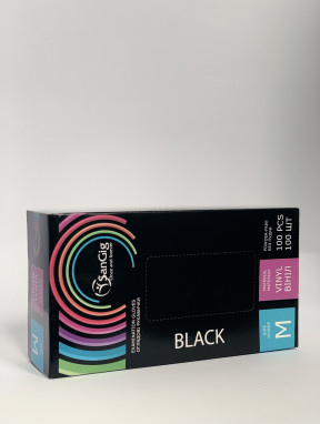 Перчатки виниловые, черные SanGig, 100 шт/уп, размер L
