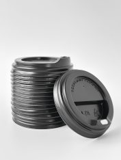 Крышки черные D=76мм для бумажных стаканов 250 мл (50 шт/уп)