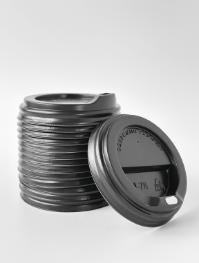 Крышки черные D=76мм для бумажных стаканов 250 мл (50 шт/уп)