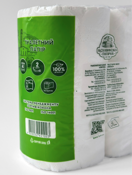 Туалетная бумага "Смарагд", 2-слойная белая (4 рул/уп) Кохавинська папір