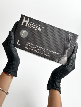 Перчатки нитриловые (размер L) черные 5г HOFFEN, 100 шт