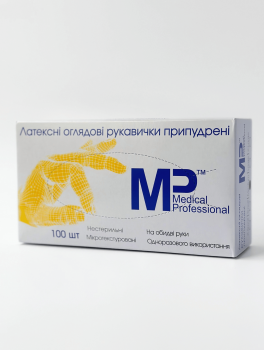 Рукавички латексні з пудрою (розмір М) Medical Professional, 100шт