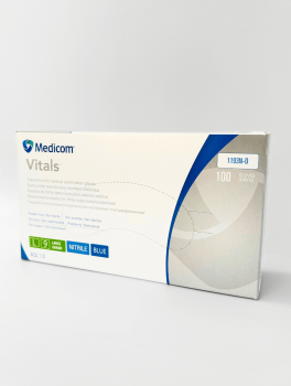 Перчатки нитриловые (размер L) голубые 3г Medicom, 100 шт
