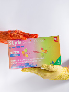 Рукавички нітрилові, 4 кольори (щільність 4г/м²) STYLE Tutti Frutti, 96 шт/уп, розмір L