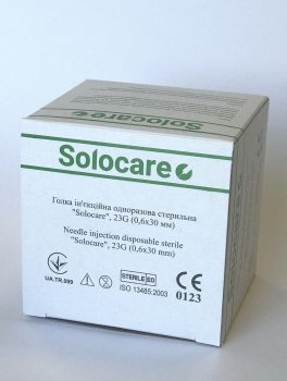 Голка ін'єкційна 23G (0,6x30мм) Solocare (100 шт)
