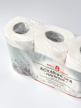 Туалетний папір "Срібло", 3-шар. білий (8 рул/уп) Кохавинська папірня
