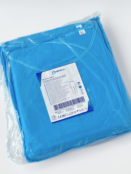 Халат хирургический с резинкой на завязках (10 шт/уп) BETAtex, синий