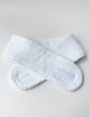 Косметична пов'язка на голову махрова з липучкою, біла