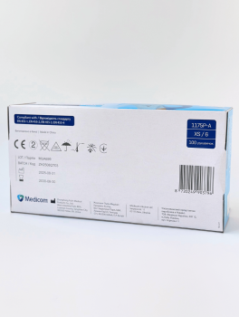 Перчатки нитриловые (размер XS) голубые 3,5г Medicom, 100 шт