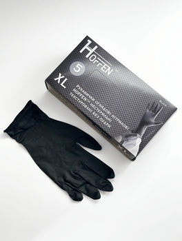 Перчатки нитриловые (размер ХL) черные 5г HOFFEN, 100 шт