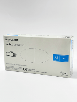 Перчатки латексные с пудрой (размер М) Mercator Medical, 100шт