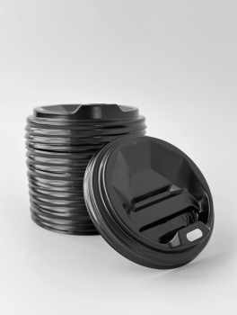 Кришки чорні D=76мм для стаканів паперових 250 мл (50 шт/уп)
