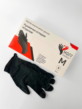 Рукавички нітрилові (розмір М) чорні 5г HOFF MEDICAL, 100 шт