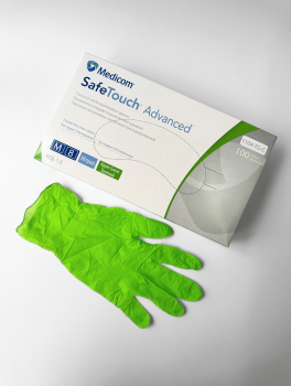 Перчатки нитриловые (размер М) зеленые 3,5г Medicom, 100 шт/уп