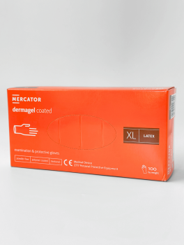 Перчатки латексные без пудры (размер ХL) 5,5г/м² MERCATOR Dermagel Coated, 100шт