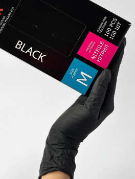 Перчатки нитриловые (размер М) черные 4г "SanGig", 100 шт