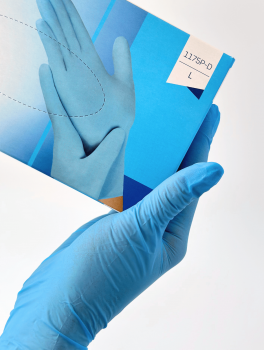 Рукавички нітрилові (розмір L) блакитні 3,5г Medicom, 100 шт