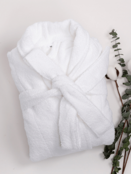 Халат махровый для гостиниц и спа, белый (плотность 400 г/м²), размер XXXL (54-56), Украина