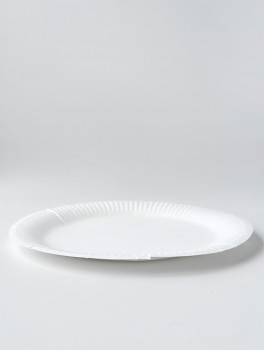 Тарелка БУМАЖНАЯ одноразовая d=23см белая (50 шт/уп), ламинированная