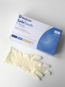 Перчатки латексные без пудры (размер M) 5,5г/м² MEDICOM, 100шт