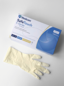 Перчатки латексные без пудры (размер M) 5,5г/м² MEDICOM, 100шт