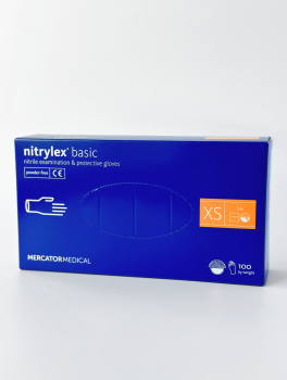 Рукавички нітрилові (розмір XS) сині 3,5г Mercator Nitrylex Basic, 100 шт