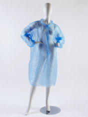 Халат одноразовый с резинкой на кнопках (5 шт/уп), голубой