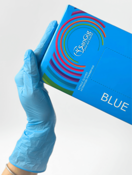 Перчатки нитриловые (размер XL) голубые 4г SanGig, 100 шт
