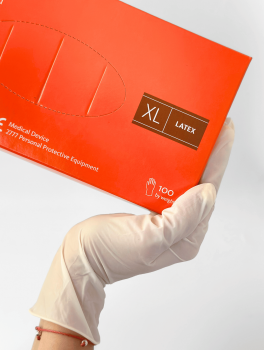 Перчатки латексные без пудры (размер ХL) 5,5г/м² MERCATOR Dermagel Coated, 100шт