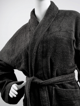 Халат махровый для гостиниц и спа, черный (плотность 400 г/м²), размер М (44-46), Украина