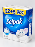 Туалетная бумага SELPAK 3-слойная, белая (32+8 шт/уп)