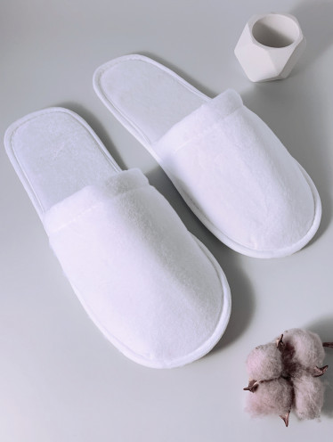 Тапочки одноразовые велюровые, белые (10 пар)