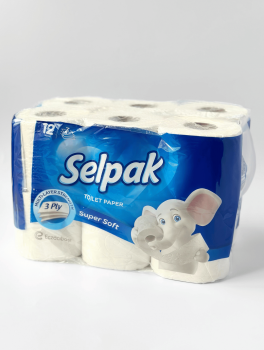Туалетная бумага SELPAK 3-слойная, белая (12 шт/уп)