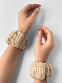 Напульсники, нарукавники для умывания вафельные, бежевые CHILA™