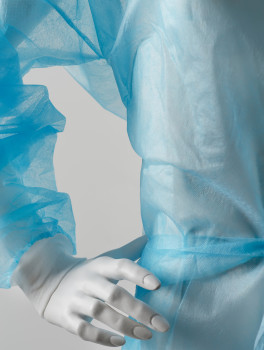 Халат хирургический с манжетом на завязках (5 шт/уп), голубой