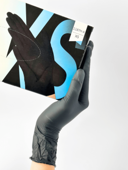 Перчатки нитриловые (размер XS) черные 5г Medicom, 100 шт